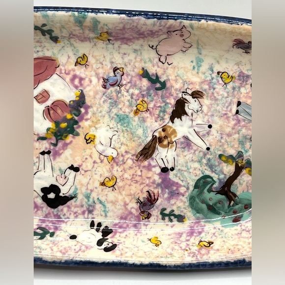 Lesal Ceramics Lisa Lindberg Van Northwick Studio Art Pottery Farm Animals Tray - Picture 4 of 11